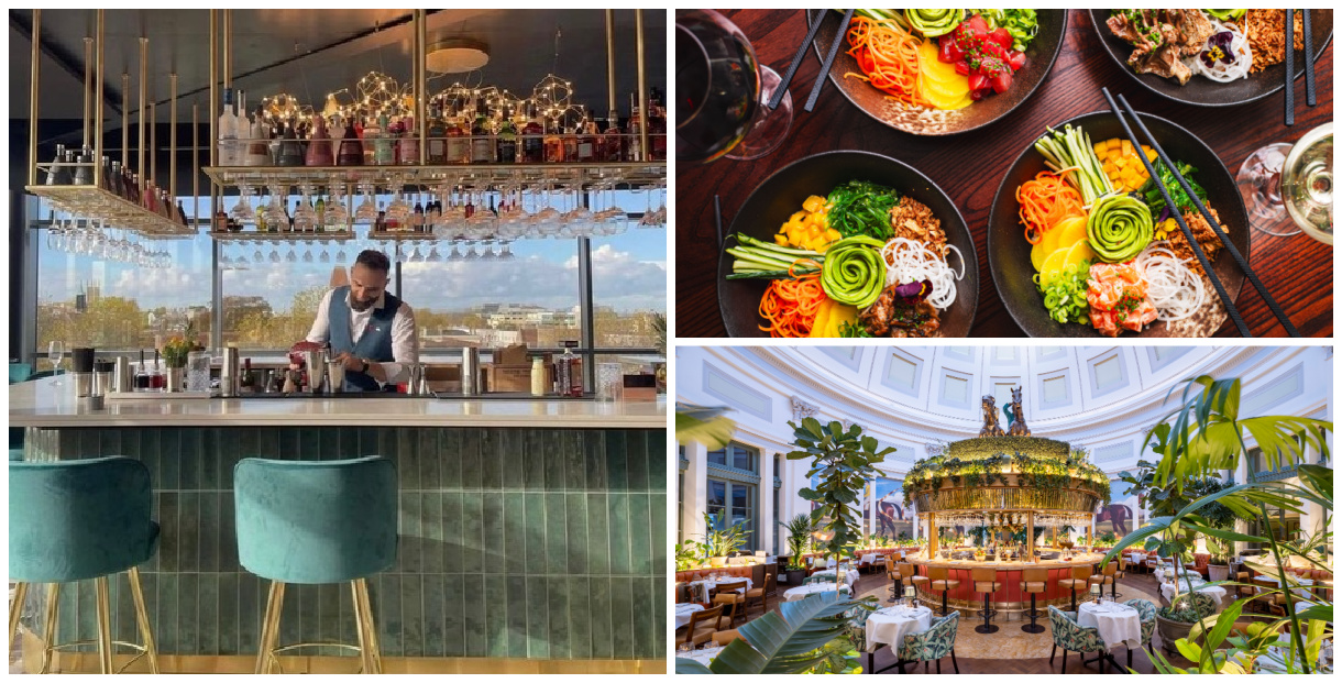 Collage of images featuring restaurants in Cheltenham
